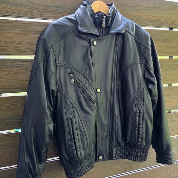 Sergio Vadducci Men's Black Leather Motorcycle Jacket Size Small Zip Snap - Picture 13 of 16